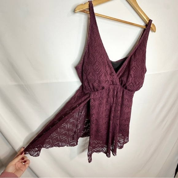 Swimsuits for All Burgundy Lace Swim Dress Flowy Flattering Comfortable Women 20 - Picture 2 of 9